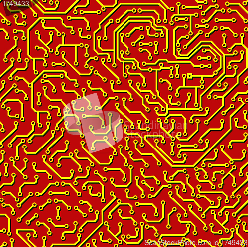 Image of Seamless pattern. Computer circuit board.