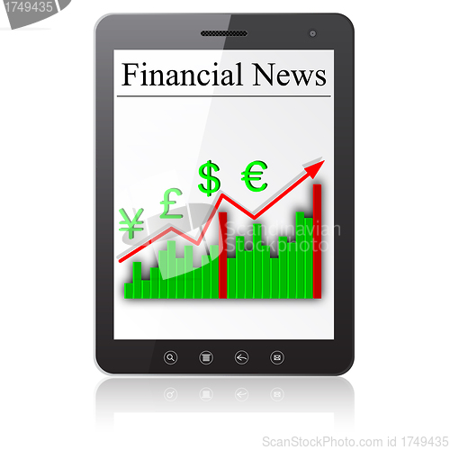 Image of Financial News on Tablet PC. Isolated on white. Vector  illustra