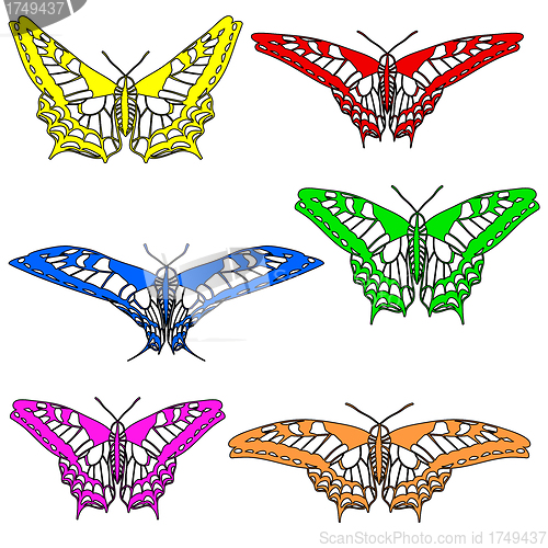 Image of Vector set of beautiful butterflies.