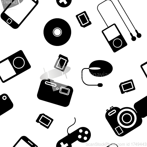 Image of Seamless background Icon  with  electronic gadgets. 