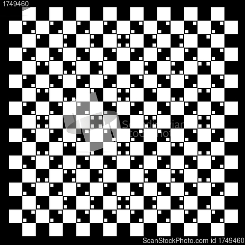 Image of illusion of volume in black and white squares