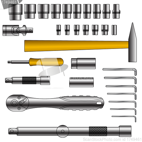 Image of vector set of different tools 