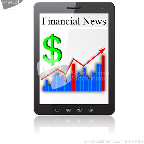 Image of Financial News on Tablet PC. Isolated on white. Vector  illustra