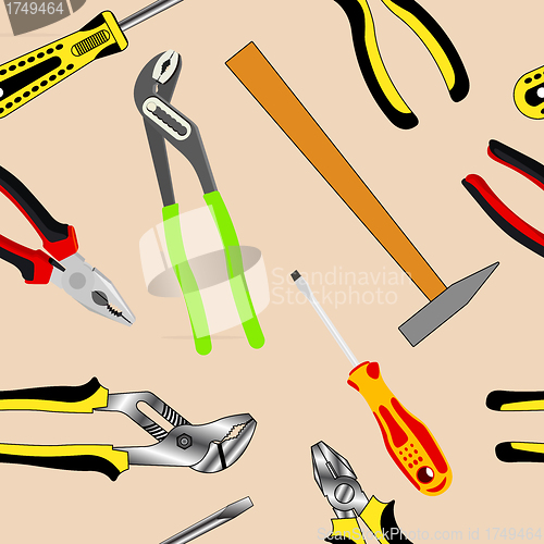 Image of Seamless background of hand tools for construction