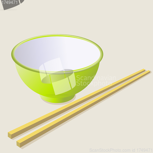 Image of Ceramic mug with wooden sticks. 
