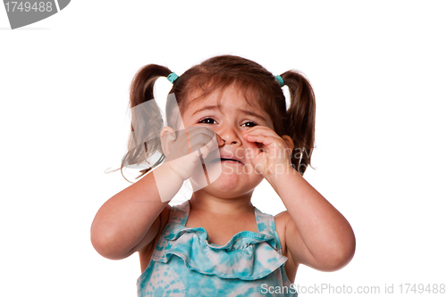 Image of Sad crying Little toddler girl