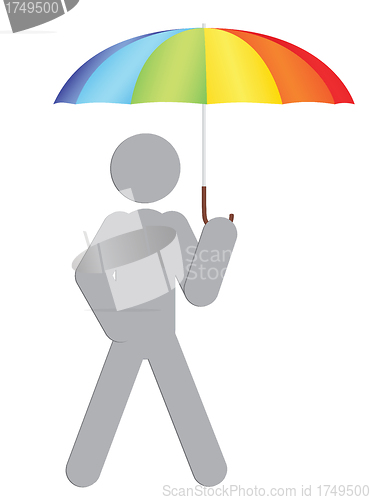 Image of man with rainbow umbrella