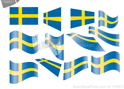 Image of set of Swedish flags