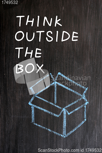 Image of Chalk drawing - concept of "Think outside the box" 