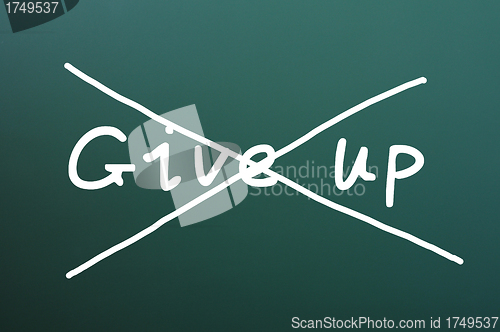 Image of Do not give up, words written on blackboard 