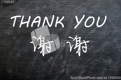 Image of Thank you in English and Chinese