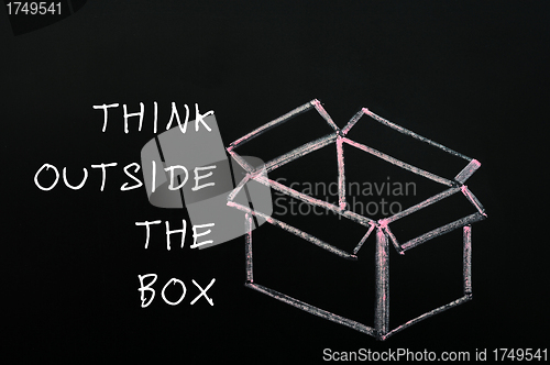 Image of Chalk drawing - concept of "Think outside the box" 