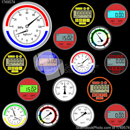 Image of vector set of switches  and digital manometers