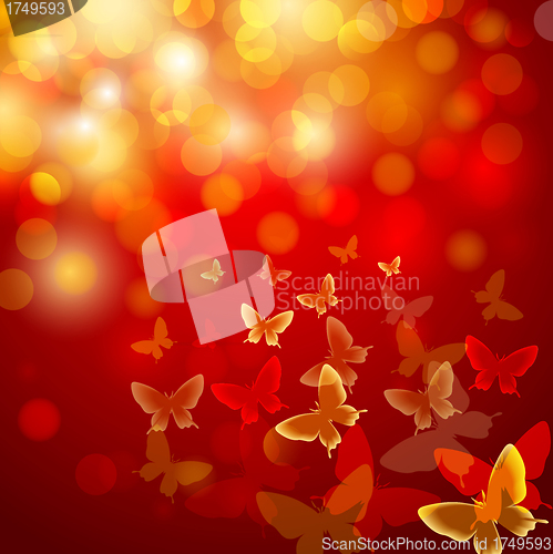 Image of Abstract colourful background with butterflies. 