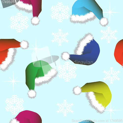 Image of Seamless wallpaper from Winter Hats and snowflakes