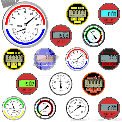 Image of vector set of switches  and digital manometers