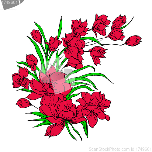 Image of Flower bouquet, painted by hand. 