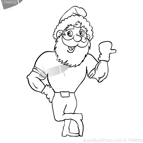 Image of Muscular Santa Claus with a raised hand gesture.