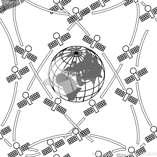 Image of  space satellites in eccentric orbits around the Earth. 