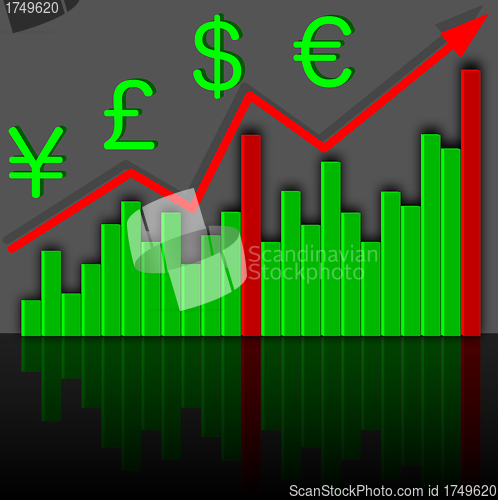 Image of Graph the growth of financial income. Vector.