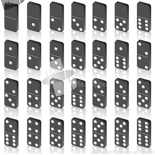 Image of A set of dice for a game of dominoes. 