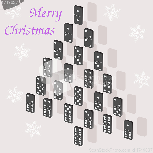 Image of A beautiful tree of dominoes. Christmas card.