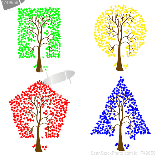 Image of Trees of different geometric shapes. 