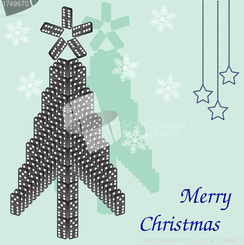 Image of A beautiful tree of dominoes. Christmas card.