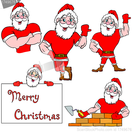 Image of A set of pictures muscular Santa Claus 