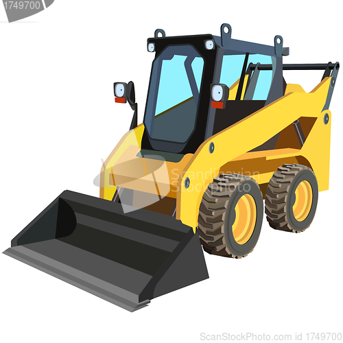 Image of yellow truck with a scraper to lift cargo.