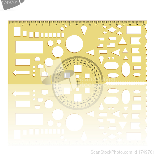 Image of protractor ruler on a white background.