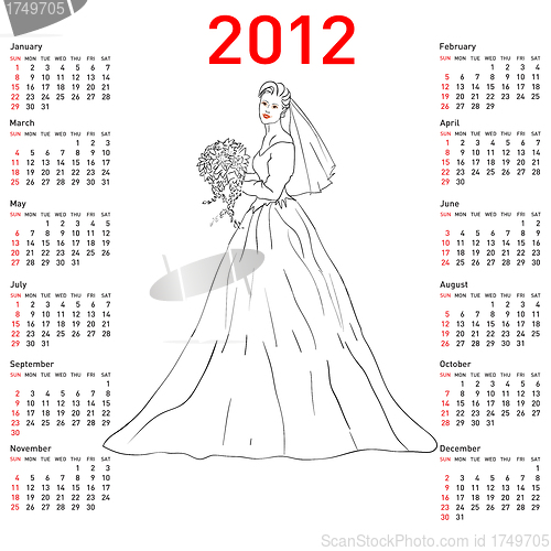 Image of Stylish calendar Bride  for 2012. 