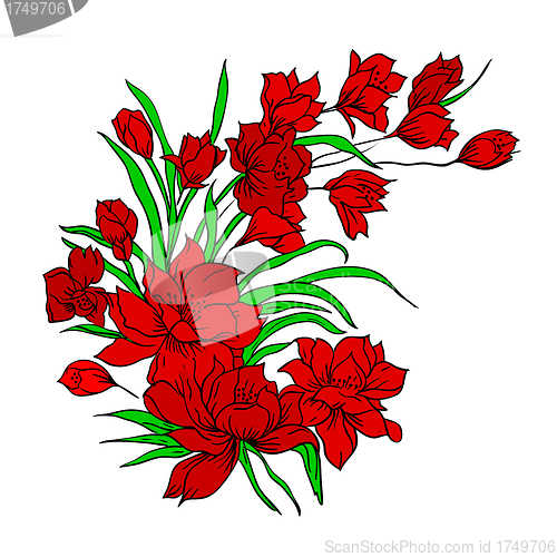 Image of Flower bouquet, painted by hand. 