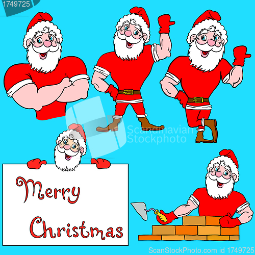 Image of A set of pictures muscular Santa Claus 