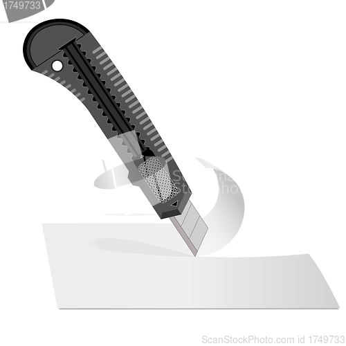 Image of Plastic knife to cut the paper sheet of white paper.