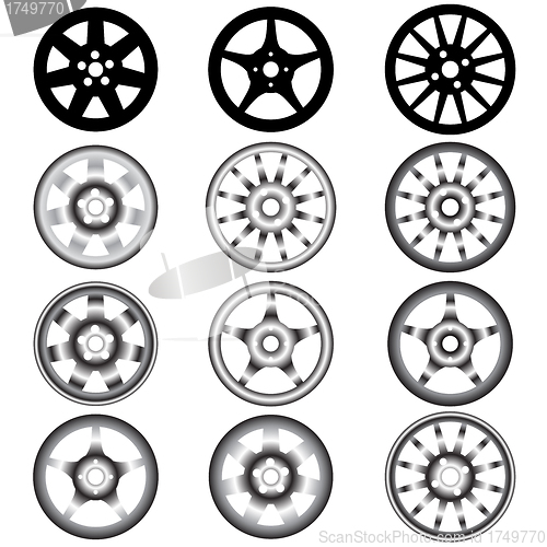 Image of automotive wheel with alloy wheels 