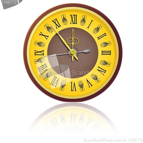 Image of The vintage  clock shortly before midnight. vector.