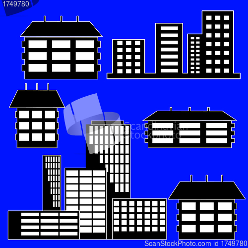 Image of different kind of houses and buildings - Vector Illustration