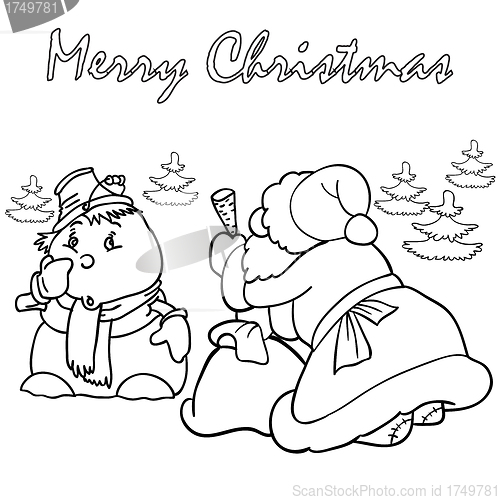 Image of Santa Claus and Snowman