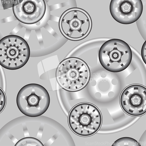 Image of automotive wheel with alloy wheels. Seamless wallpaper.