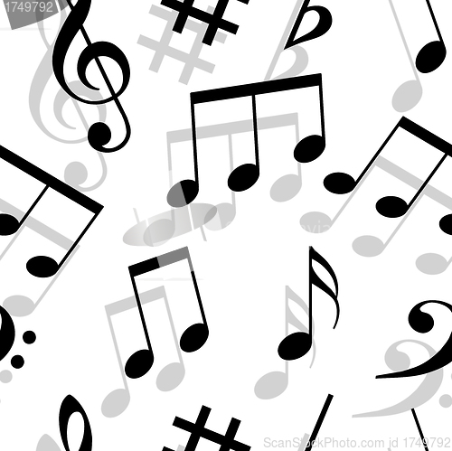 Image of Music notes. Seamless wallpaper.