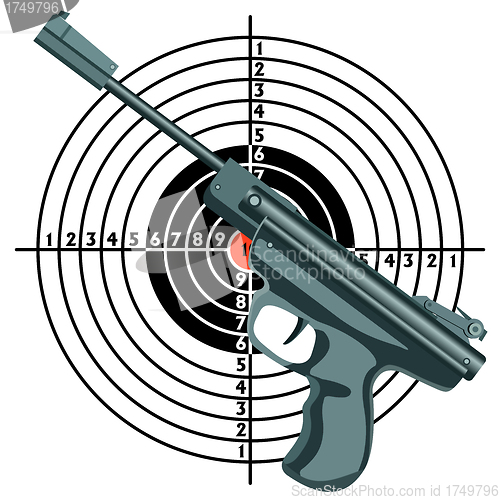 Image of firearm, the gun against the target. vector