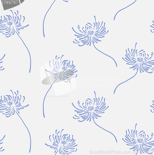 Image of Hand drawn floral wallpaper with set of different flowers. 