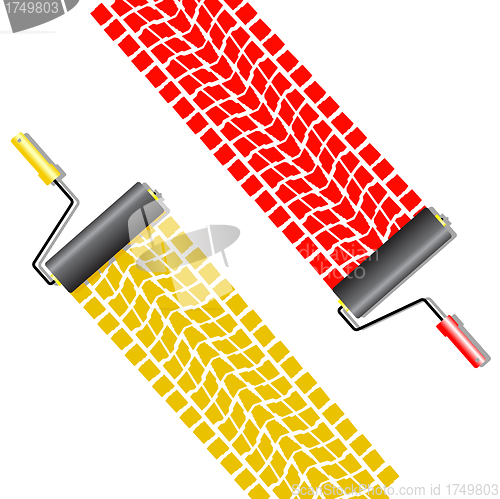 Image of The roller draws paint from the wheel of the machine 
