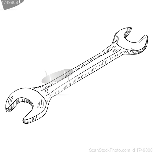 Image of Vector hand wrench tool or spanner