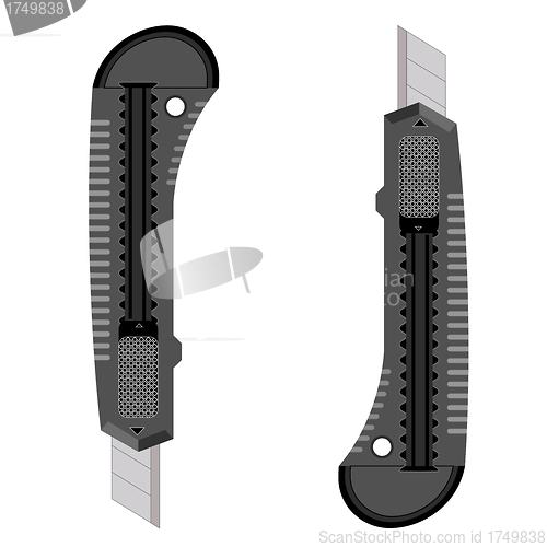 Image of Plastic knives for the paper on a white background.