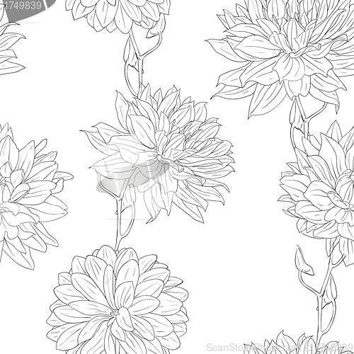 Image of Hand drawn floral wallpaper with set of different flowers.