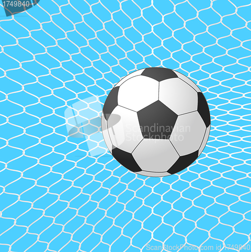 Image of Soccer ball in goal. Vector.