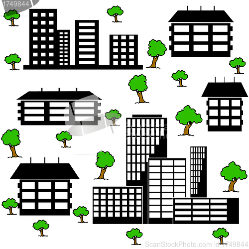 Image of different kind of houses and buildings 