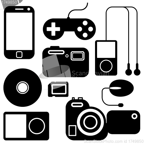 Image of Icon set of electronic gadgets